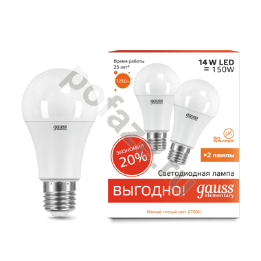 Лампа светодиодная LED грушевидная Gauss d60мм E27 14Вт 240гр. 180-240В 2700К