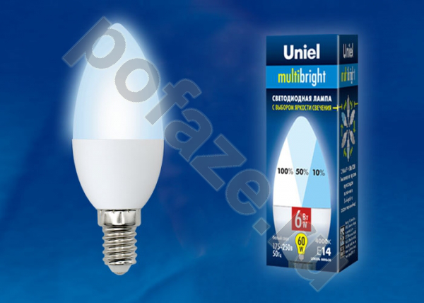 Лампа светодиодная LED свеча Uniel d37мм E14 6Вт 240гр. 175-250В 4000К