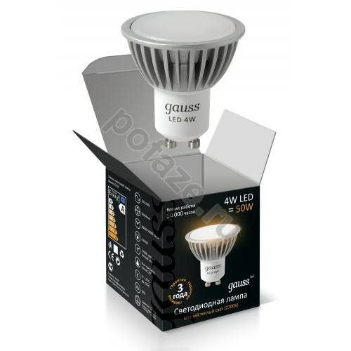 Лампа светодиодная LED с отражателем Gauss d50мм GU10 4Вт 120гр. 100-240В