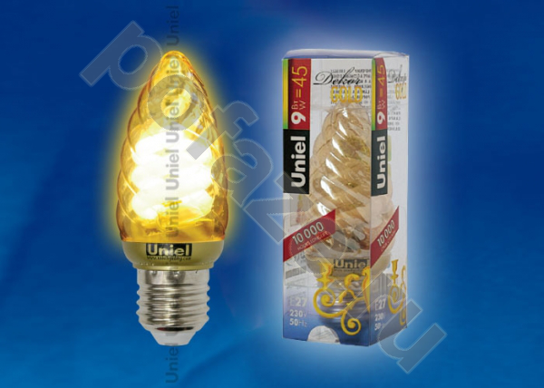 Лампа энергосберегающая свеча Uniel d38мм E27 9Вт 220-240В