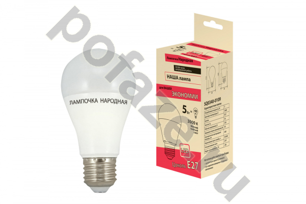Лампа светодиодная LED грушевидная TDM ELECTRIC d58мм E27 5Вт 270гр. 30-220В 3000К