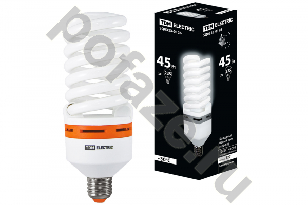 Лампа энергосберегающая спираль TDM ELECTRIC d73мм E27 45Вт 40-170В 4000К