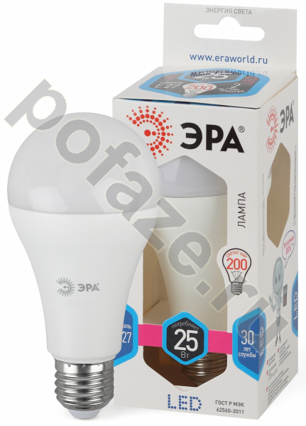 Лампа светодиодная LED грушевидная ЭРА d65мм E27 25Вт 270гр. 170-265В 4000К
