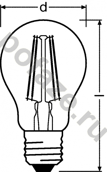 Лампа светодиодная LED грушевидная Osram d60мм E27 4Вт 220-240В 4000К