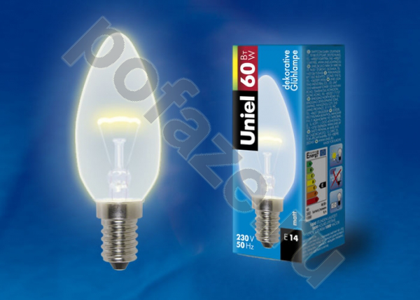 Лампа накаливания свеча Uniel d35мм E14 60Вт 220-230В