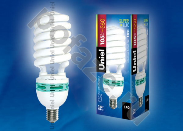 Лампа энергосберегающая спираль Uniel d80мм E27 65Вт 220-230В