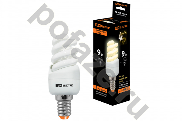 Лампа энергосберегающая спираль TDM ELECTRIC d35мм E14 9Вт 30-220В 2700К