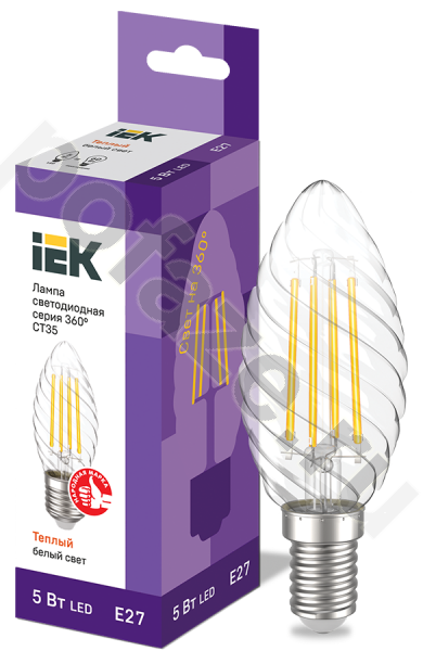 Лампа светодиодная LED свеча витая IEK d35мм E27 5Вт 230В 3000К