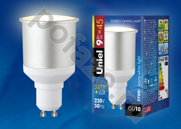 Лампа энергосберегающая с отражателем Uniel d50мм GU10 9Вт 220-230В