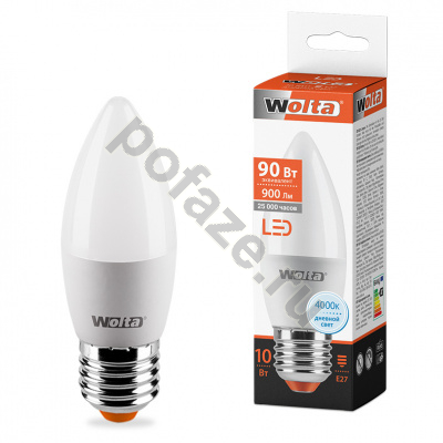 Лампа светодиодная LED свеча Wolta d37мм E27 10Вт 200гр. 220-240В 4000К