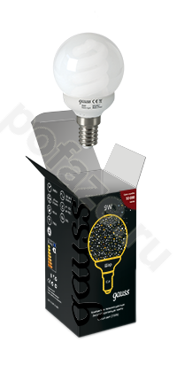 Лампа энергосберегающая шарообразная Gauss d51мм E14 9Вт 220-240В