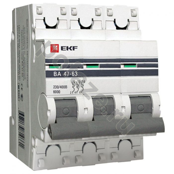 Автоматический выключатель EKF ВА 47-63 PROxima 3П 10А (D) 6кА