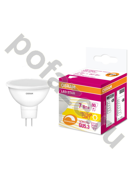 Лампа светодиодная LED с отражателем Osram d50мм GU5.3 7Вт 110гр. 220-230В 3000К