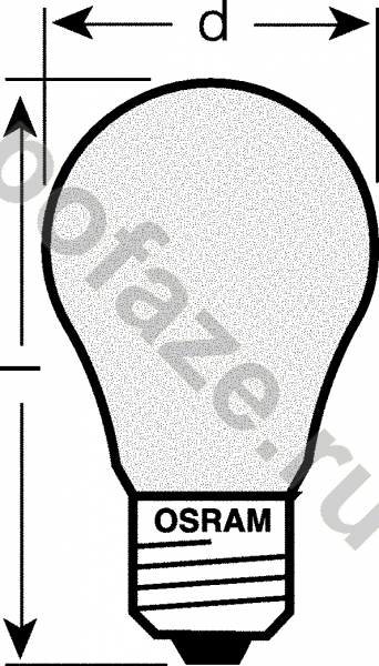 Лампа накаливания грушевидная Osram d55мм E27 25Вт 220-230В