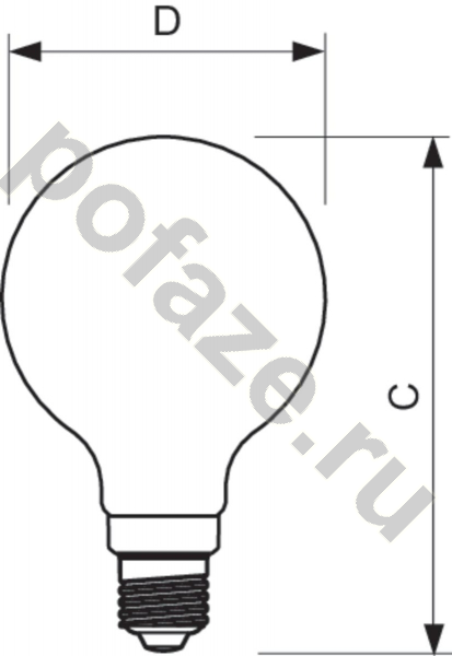 Лампа светодиодная LED шарообразная Philips d95мм E27 7Вт 220-240В 2700К