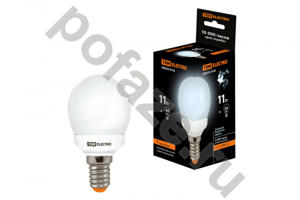 Лампа энергосберегающая шарообразная TDM ELECTRIC d87мм E14 11Вт 30-220В 4000К