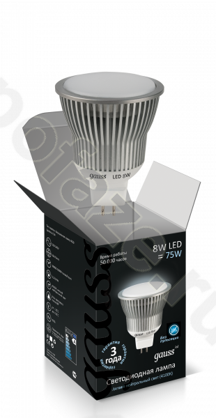 Лампа светодиодная LED с отражателем Gauss d50мм GU5.3 8Вт 120гр. 220-240В