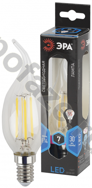 Лампа светодиодная LED свеча на ветру ЭРА d35мм E14 7Вт 270гр. 170-265В 4000К