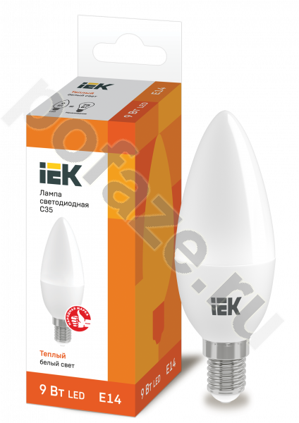 Лампа светодиодная LED свеча IEK d37мм E14 9Вт 230В 3000К