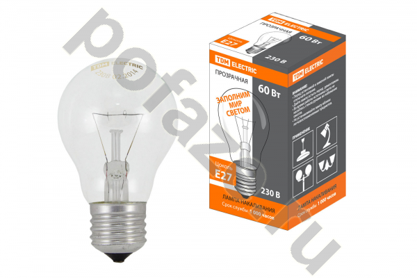 Лампа накаливания грушевидная TDM ELECTRIC d60мм E27 60Вт 30-220В