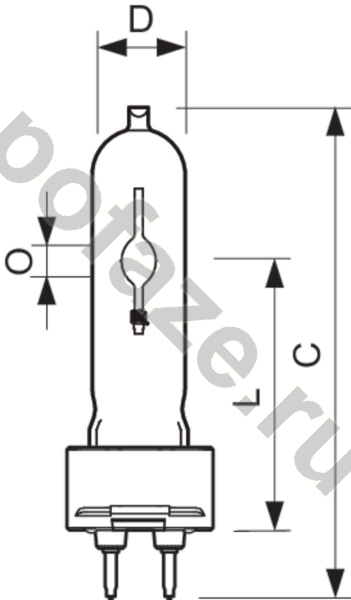 Лампа металлогалогенная трубчатая одноцокольная Philips d19мм G12 73Вт 79-90В 3000К