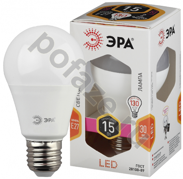 Лампа светодиодная LED грушевидная ЭРА d60мм E27 15Вт 270гр. 170-265В 2700К