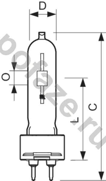 Лампа металлогалогенная трубчатая одноцокольная Philips d19мм G12 35Вт 80-96В 3000К