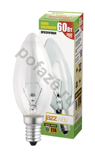 Лампа накаливания свеча Jazzway d35мм E14 60Вт 220-240В