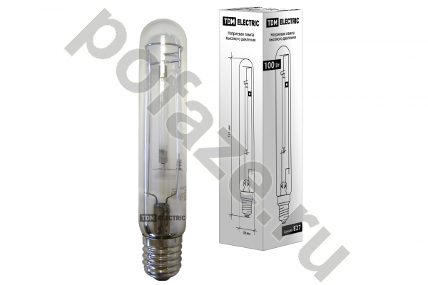 Лампа натриевая высокого давления ДНаТ трубчатая одноцокольная TDM ELECTRIC d38мм E27 100Вт 2100К