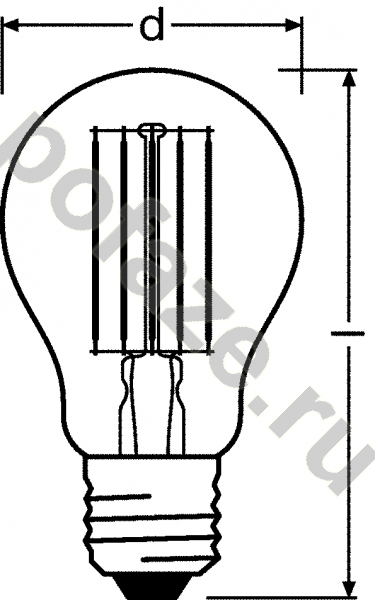 Лампа светодиодная LED грушевидная Osram d60мм E27 11Вт 220-240В 2700К