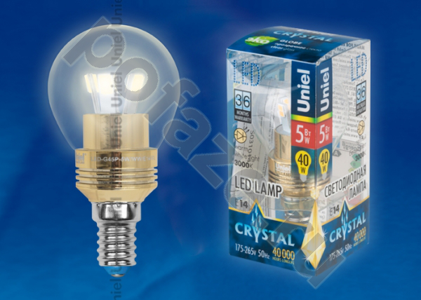 Лампа светодиодная LED шарообразная Uniel d45мм E14 5Вт 360гр. 175-265В