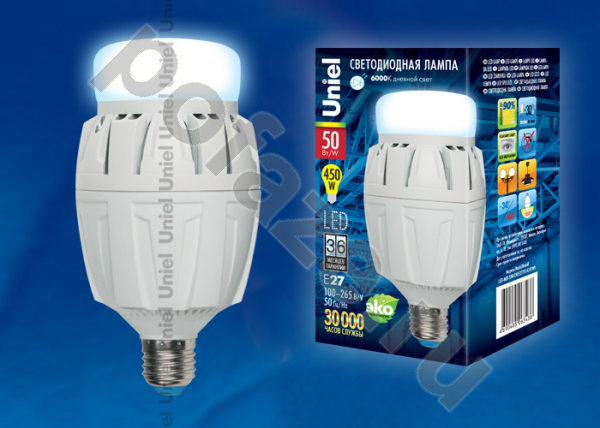 Лампа светодиодная LED каплевидная Uniel d88мм E27 50Вт 180гр. 220-230В
