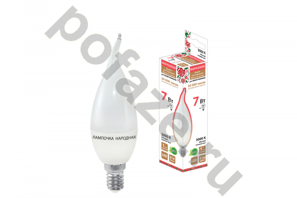 Лампа светодиодная LED свеча на ветру TDM ELECTRIC d37мм E14 7Вт 270гр. 30-220В 3000К
