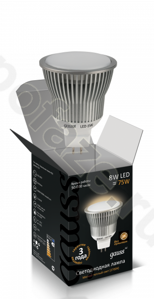 Лампа светодиодная LED с отражателем Gauss d50мм GU5.3 8Вт 120гр. 220-240В 2700К