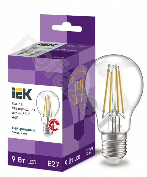 Лампа светодиодная LED шарообразная IEK d60мм E27 9Вт 220-230В 4000К