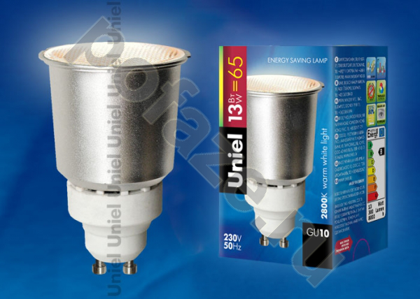 Лампа энергосберегающая с отражателем Uniel d50мм GU10 13Вт 220-230В