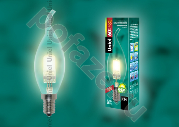 Лампа галогенная свеча Uniel d35мм E14 60Вт 220-230В