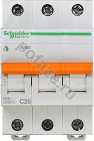 Автоматический выключатель Schneider Electric Домовой ВА63 3П 25А (C) 4.5кА