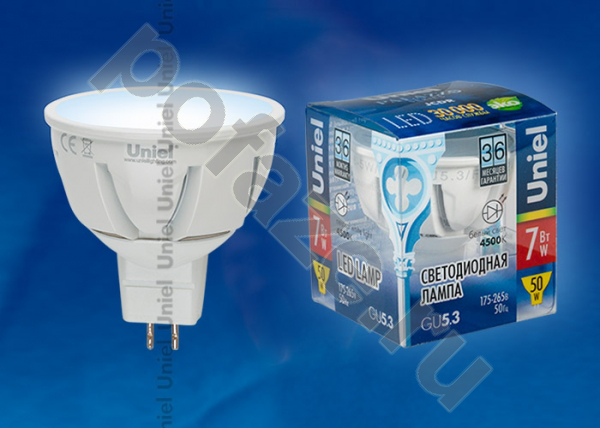 Лампа светодиодная LED с отражателем Uniel d50мм GU5.3 7Вт 110гр. 220-230В