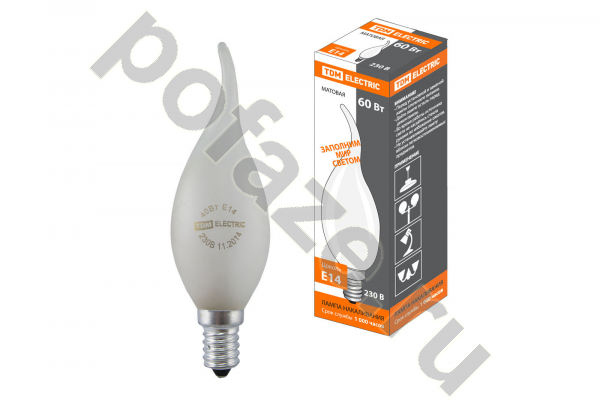 Лампа накаливания свеча на ветру TDM ELECTRIC d35мм E14 60Вт 30-220В