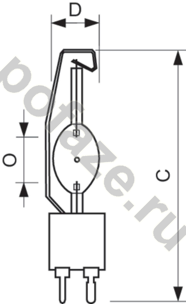 Лампа металлогалогенная трубчатая одноцокольная Philips d40мм GX22 2100Вт 190-225В 5600К