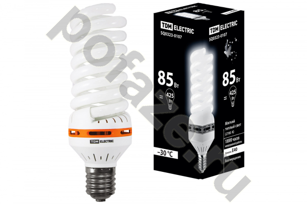 Лампа энергосберегающая спираль TDM ELECTRIC d83мм E40 85Вт 40-170В 2700К