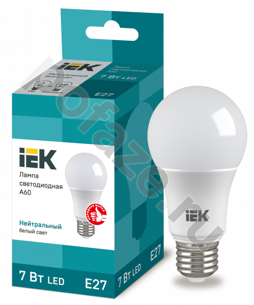 Лампа светодиодная LED грушевидная IEK d60мм E27 7Вт 200гр. 220-230В 4000К