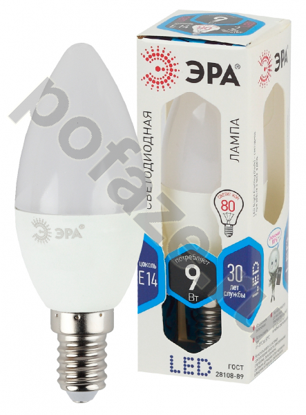 Лампа светодиодная LED свеча ЭРА d35мм E14 9Вт 270гр. 170-265В 4000К