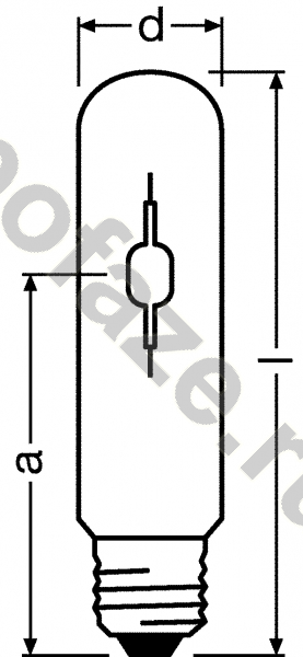 Лампа металлогалогенная трубчатая одноцокольная Osram d47мм E40 150Вт 101В 3900К