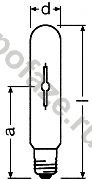 Лампа металлогалогенная трубчатая одноцокольная Osram d35мм E27 70Вт 95В 3200К
