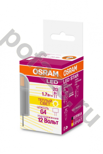 Лампа светодиодная LED капсульная Osram d14мм G4 1.7Вт 300гр. 12В 2700К