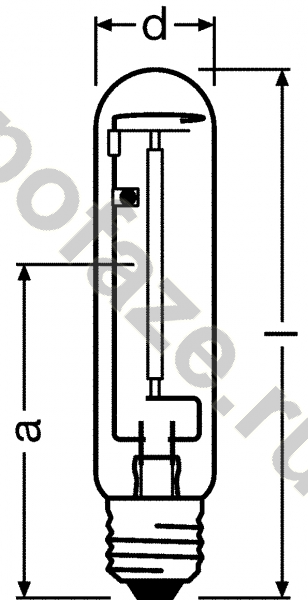 Лампа натриевая высокого давления ДНаТ трубчатая одноцокольная Osram d47мм E40 400Вт 2000К