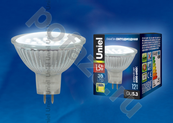 Лампа светодиодная LED с отражателем Uniel d50мм GU5.3 1.5Вт 110гр. 220-230В