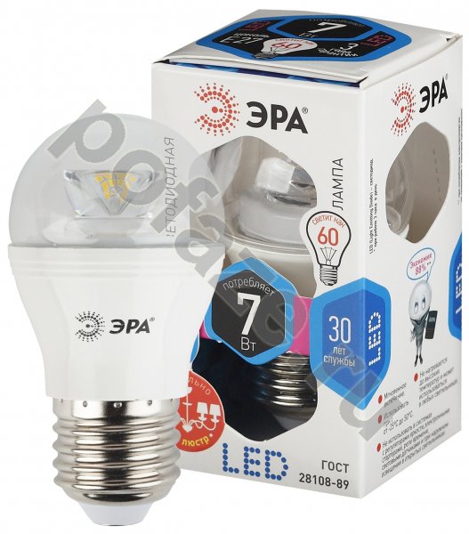 Лампа светодиодная LED шарообразная ЭРА d45мм E27 7Вт 270гр. 170-265В 4000К